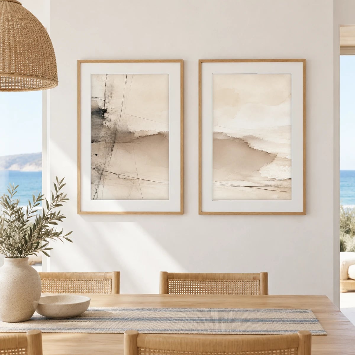 Quadro Paisagem Abstrata em Tons Neutros