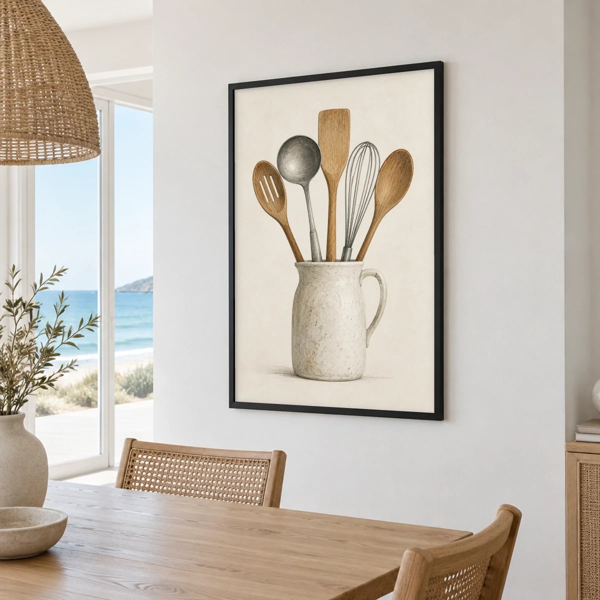 Quadro Utensílios de Cozinha em Jarro Rústico
