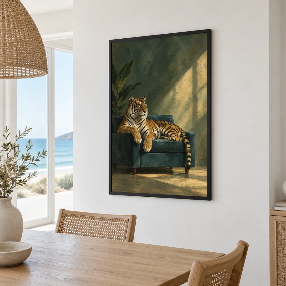 Quadro Tigre Descansando na Poltrona