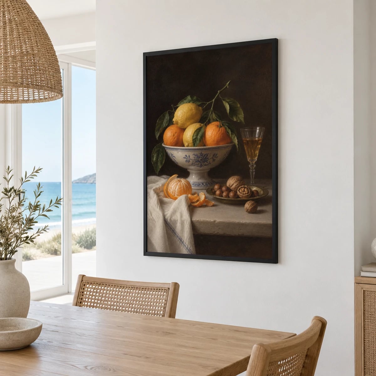Quadro Frutas Cítricas com Nozes e Taça
