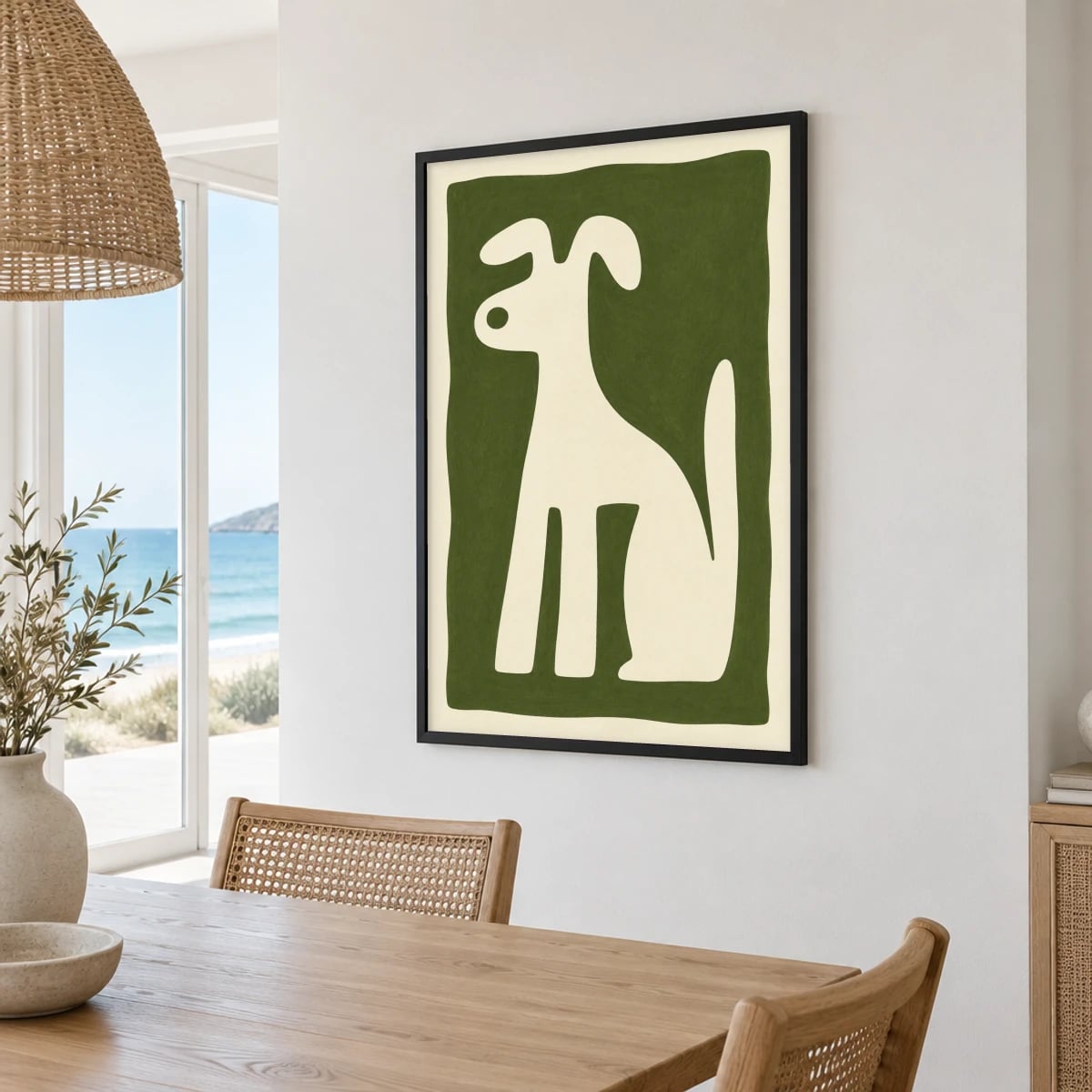 Quadro Cachorro Silhueta em Fundo Verde