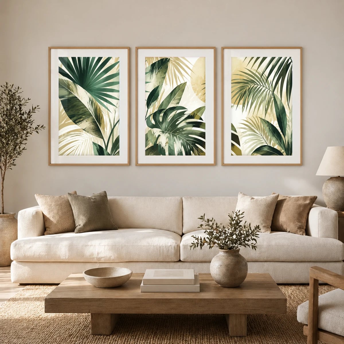 Quadro Folhagem Tropical em Tons Terrosos