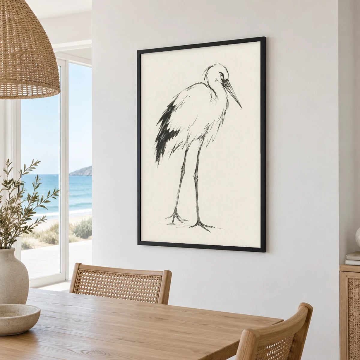 Quadro Garça em Traço Delicado