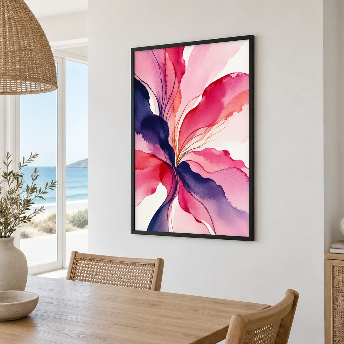 Quadro Flor Abstrata em Aquarela Viva