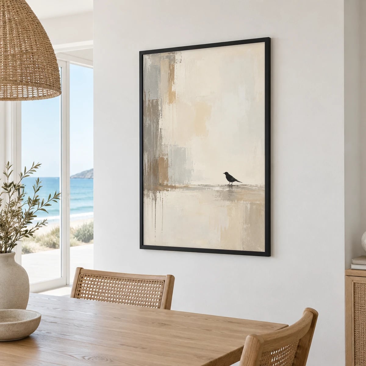 Quadro Pássaro Solitário em Fundo Neutro