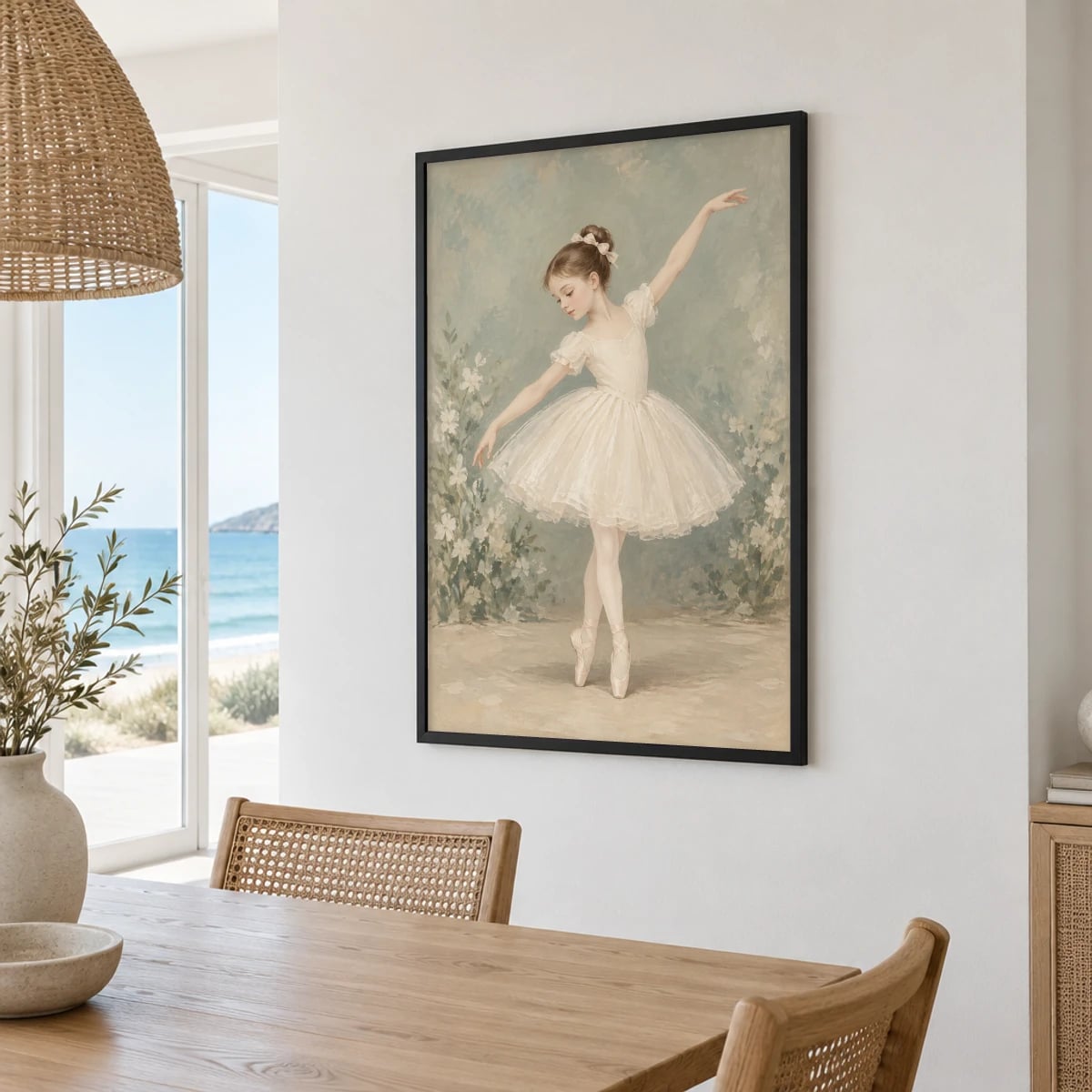 Quadro Bailarina Solitária em Jardim Suave