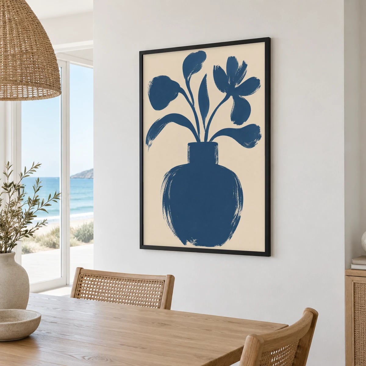 Quadro Vaso com Flores Estilizadas
