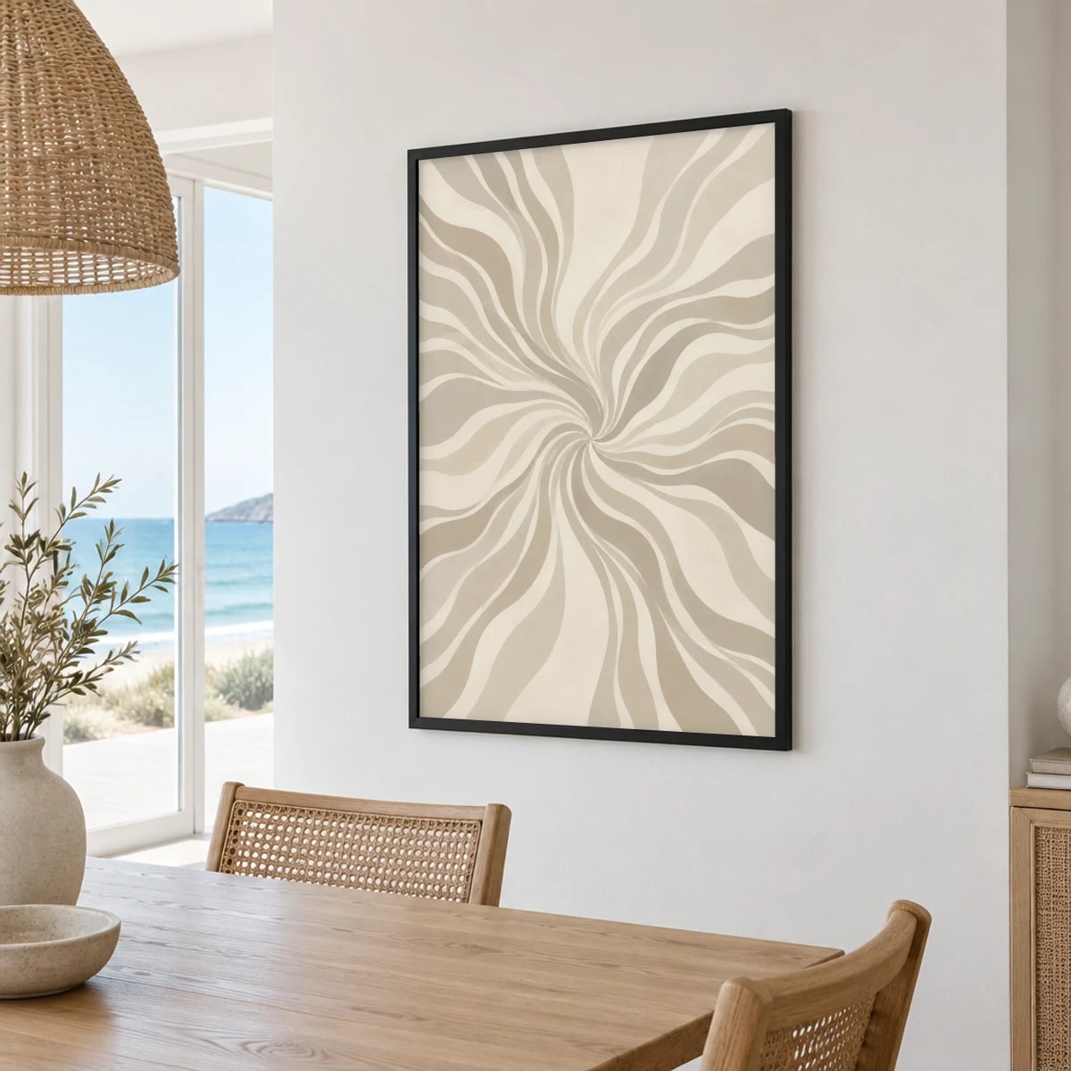 Quadro Formas Orgânicas em Espiral Neutra