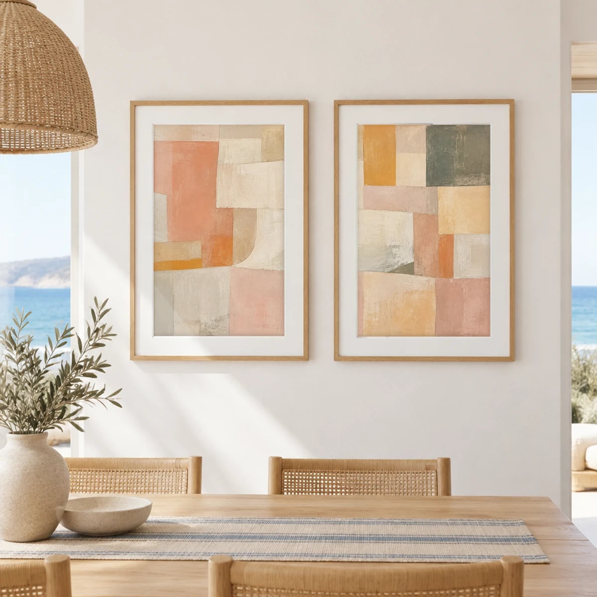 Quadro Blocos Terrosos em Composição Abstrata