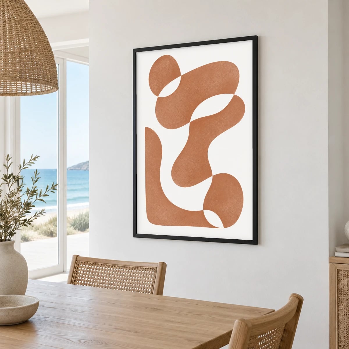 Quadro Formas Orgânicas em Tons Terrosos