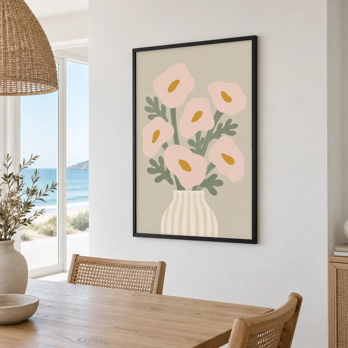 Quadro Vaso com Flores de Anêmona
