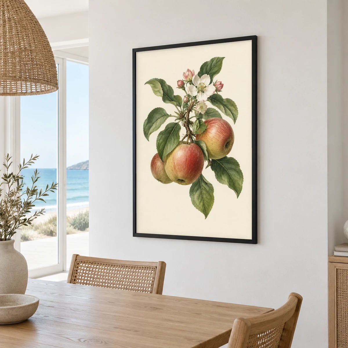Quadro Maçãs com Flores e Folhas