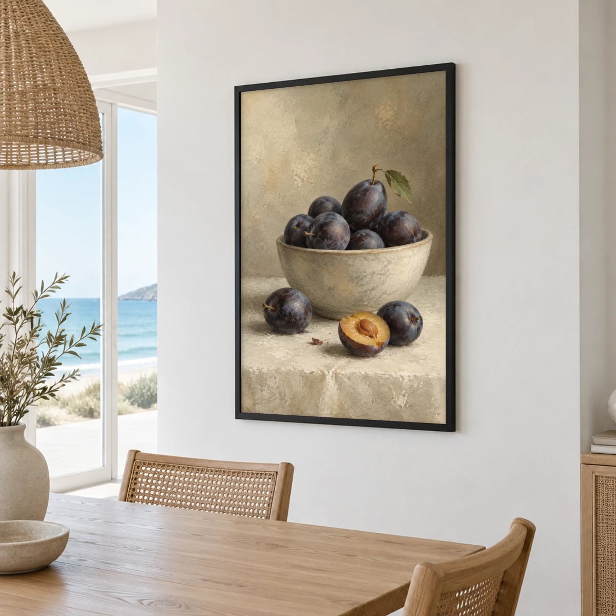 Quadro Tigela de Ameixas Frescas