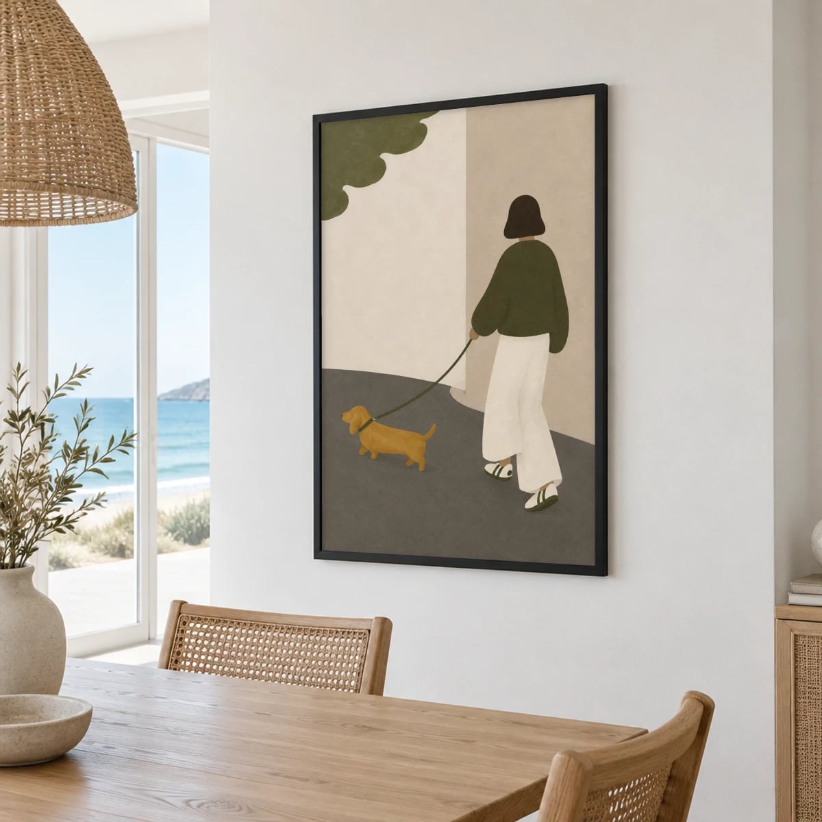 Quadro Passeio com Cachorro na Cidade