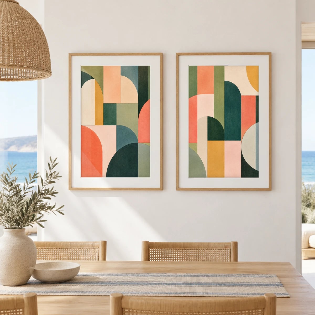 Quadro Geometrias Suaves em Tons Terrosos