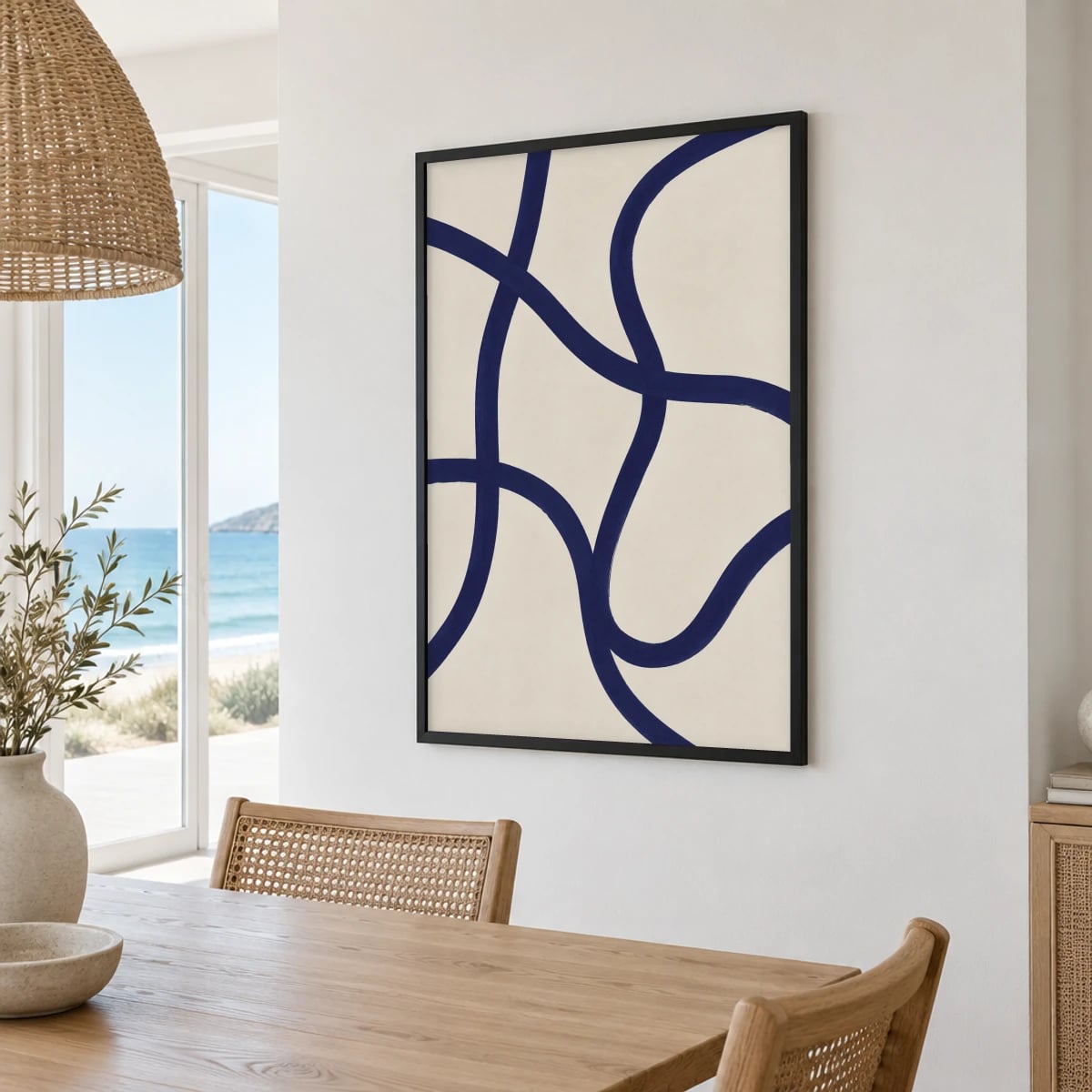 Quadro Linhas Curvas em Fundo Neutro
