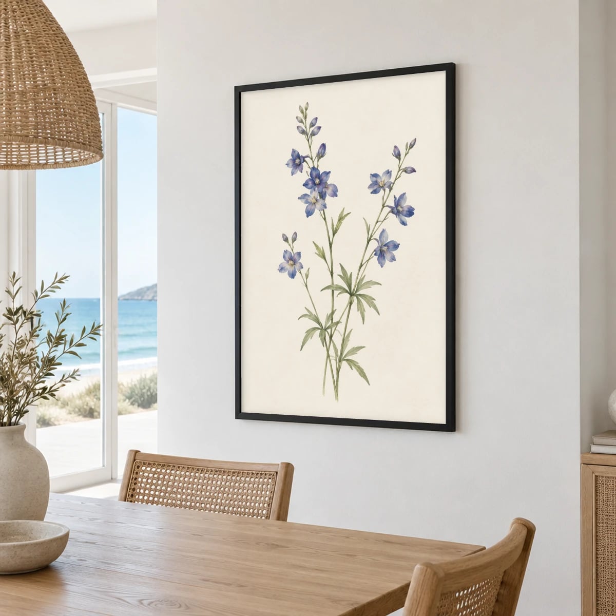 Quadro Estudo de Delphinium Azul