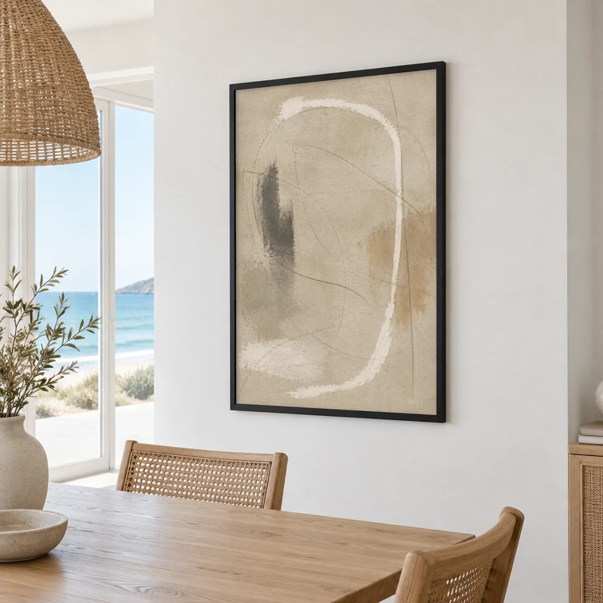 Quadro Traços Abstratos em Tons Neutros