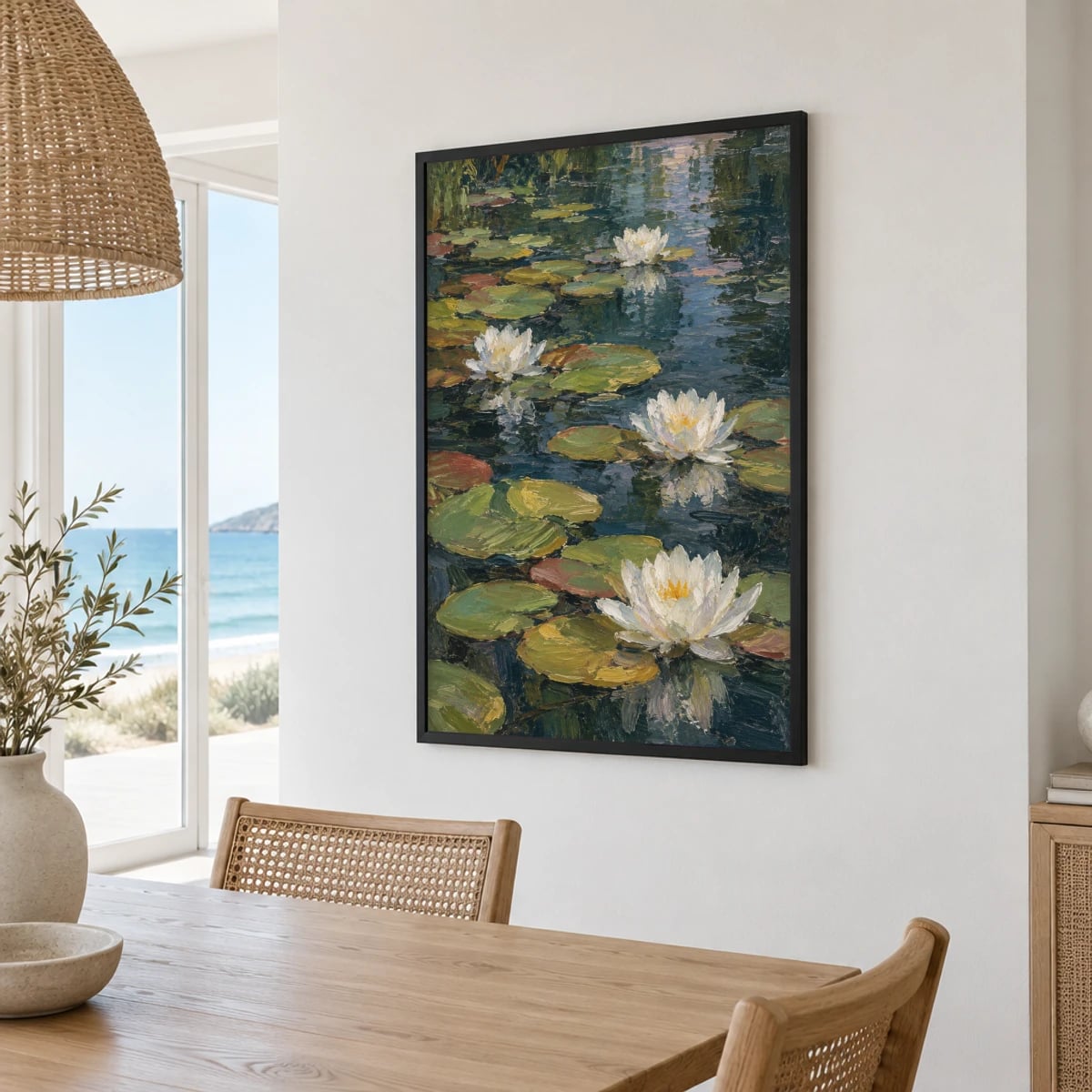 Quadro Ninfeias em Lago Refletido
