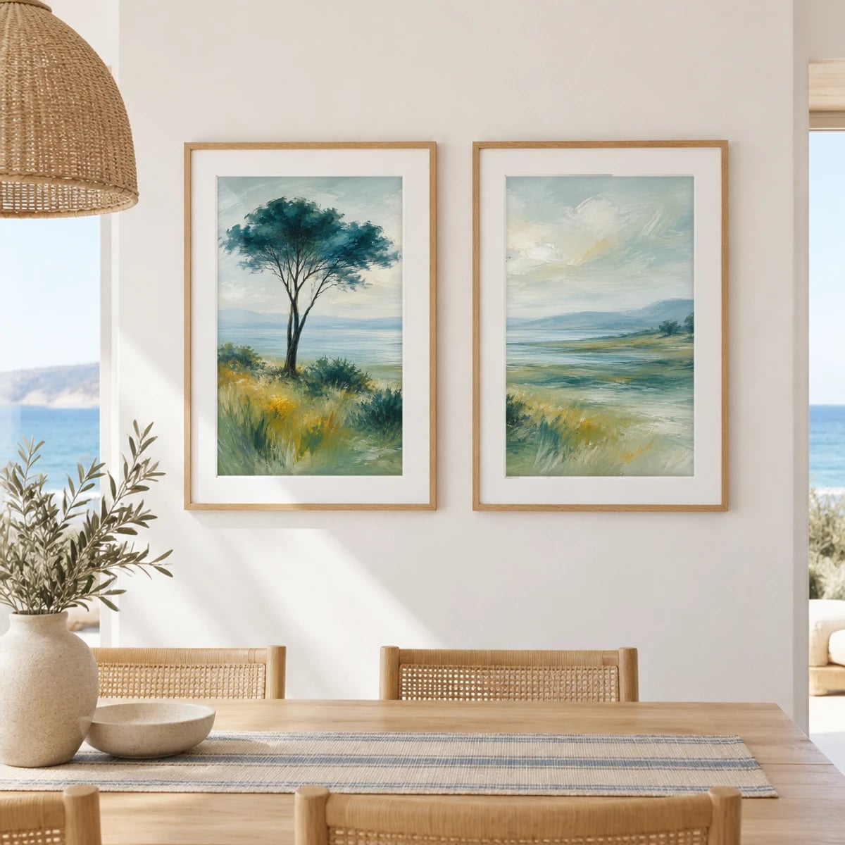 Quadro Árvore Solitária à Beira do Lago