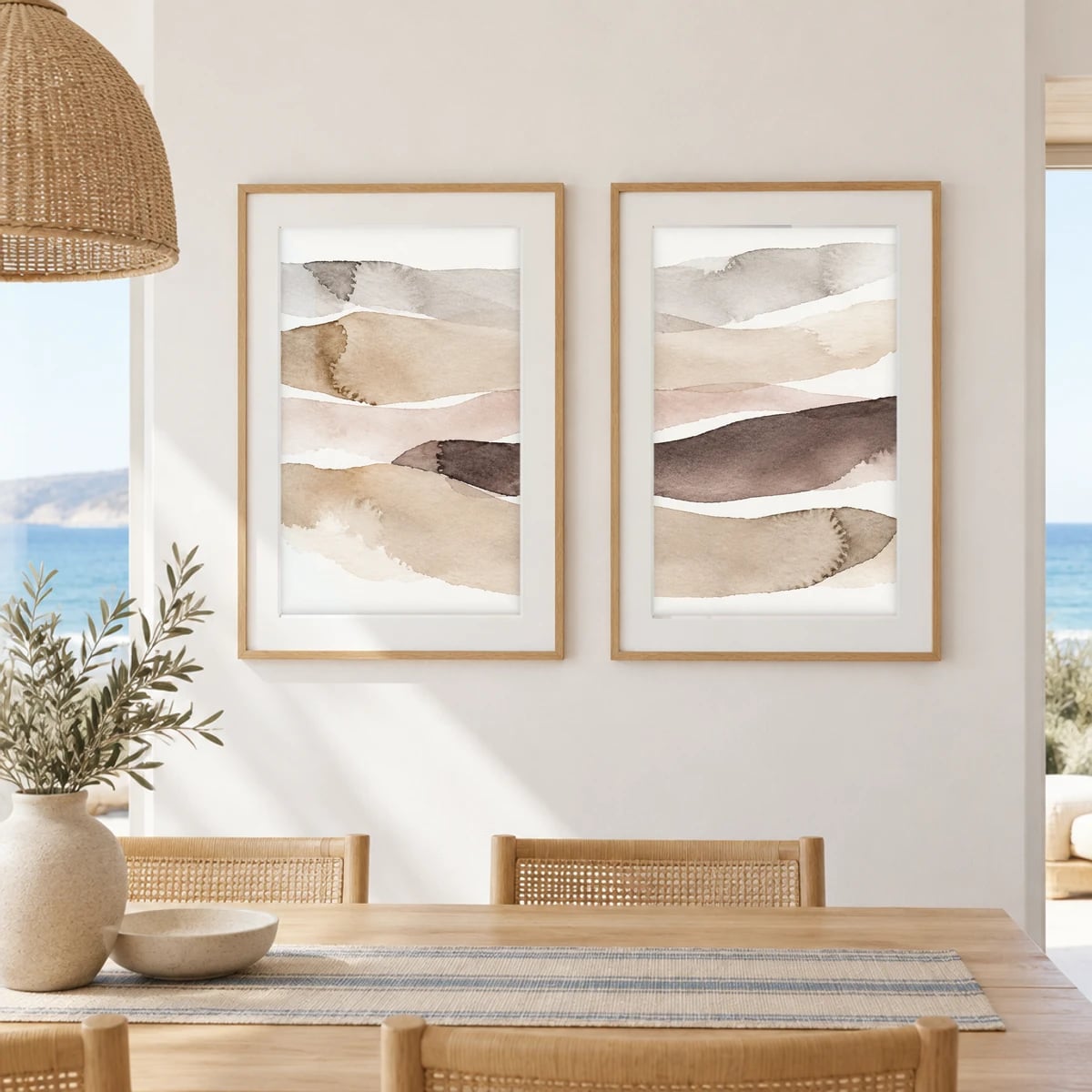 Quadro Pinceladas Orgânicas em Tons Neutros