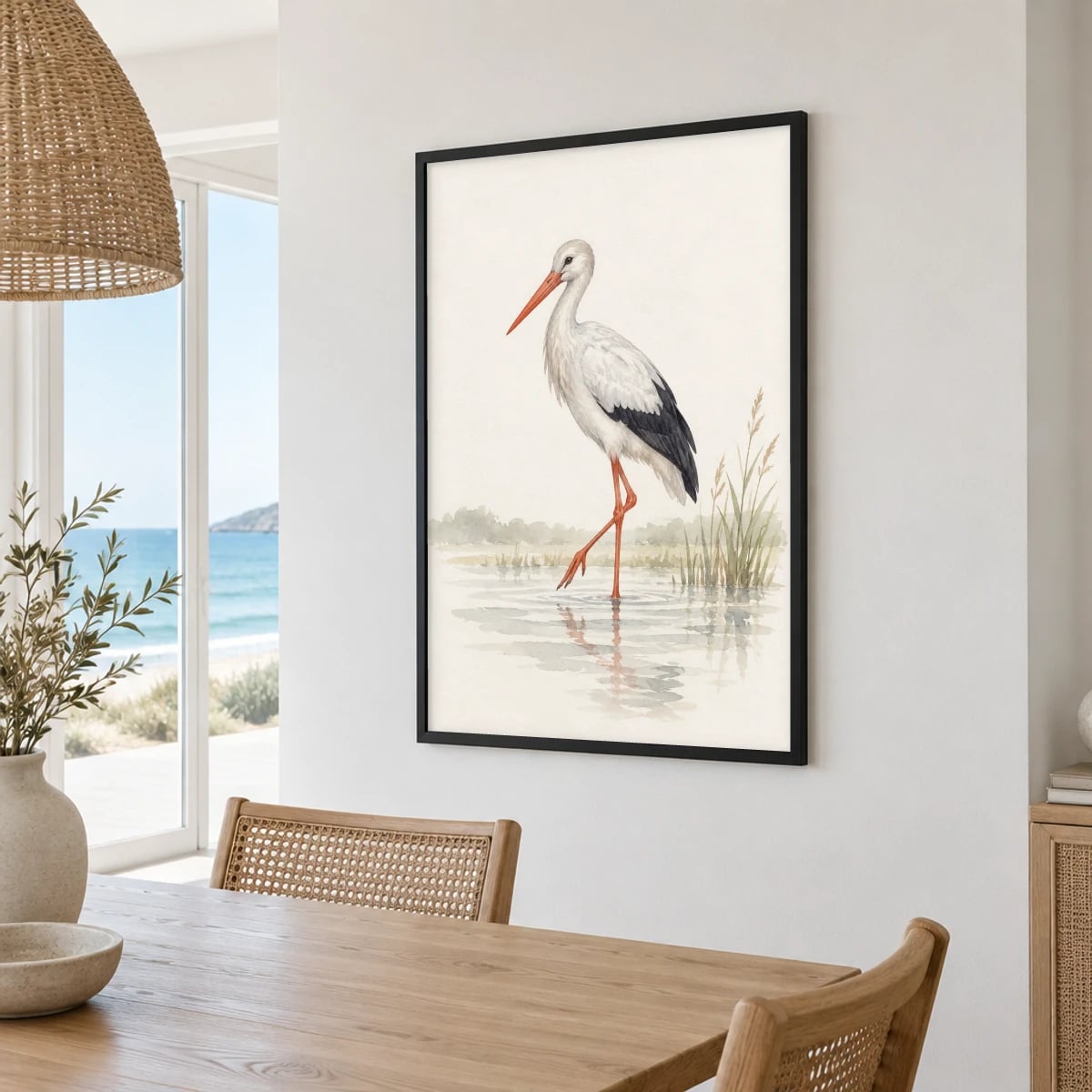Quadro Cegonha Caminhando na Água