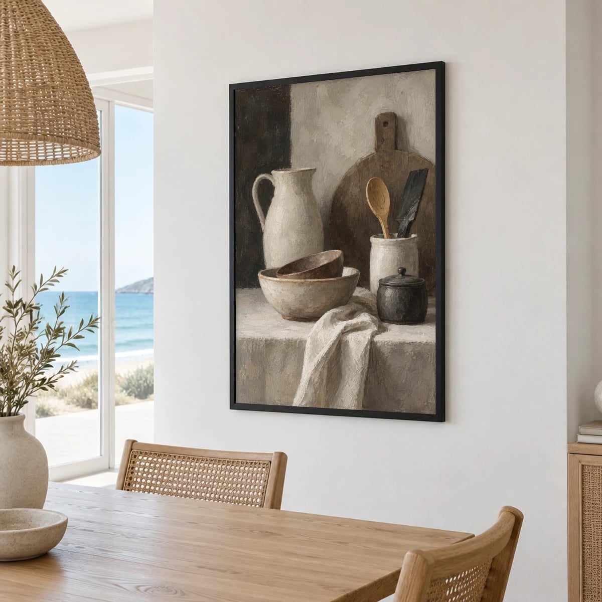 Quadro Utensílios Rústicos Sobre Mesa