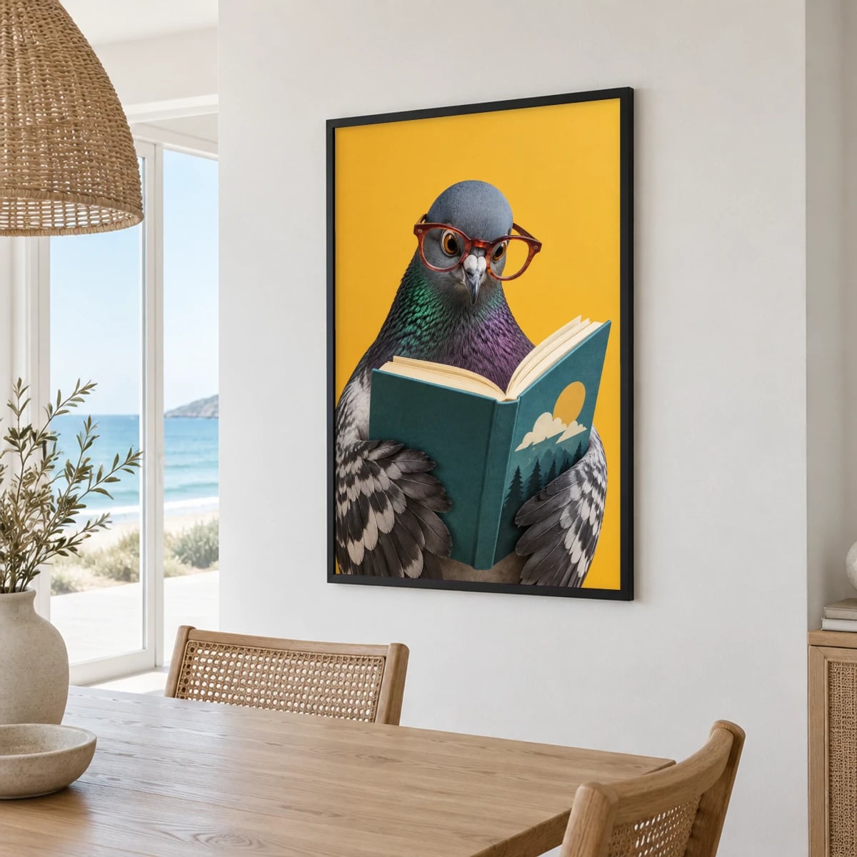 Quadro Pombo Leitor de Óculos