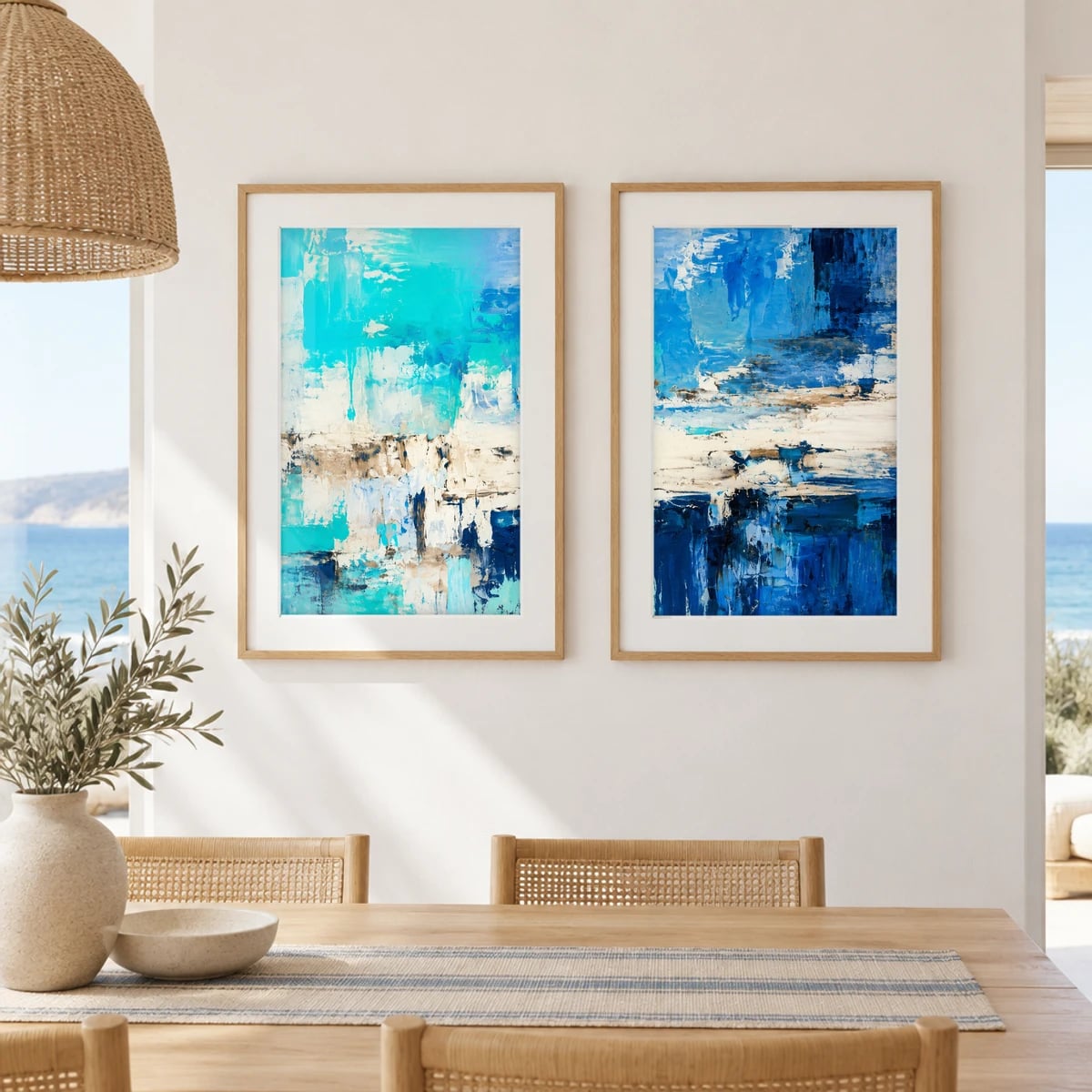 Quadro Paisagem Abstrata em Textura Azul