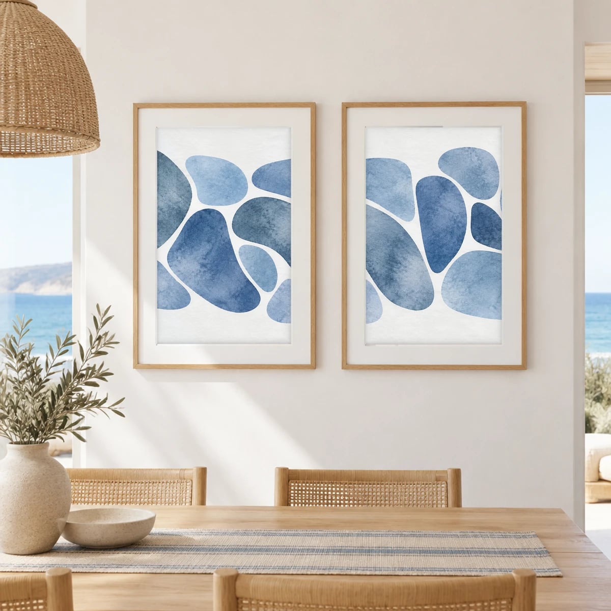 Quadro Formas Orgânicas em Azul Acinzentado