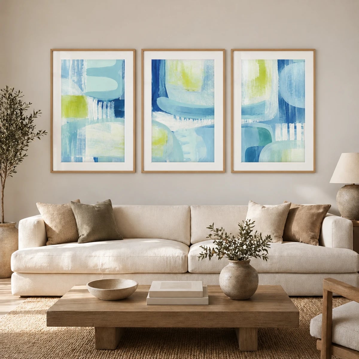Quadro Formas Abstratas em Tons Suaves