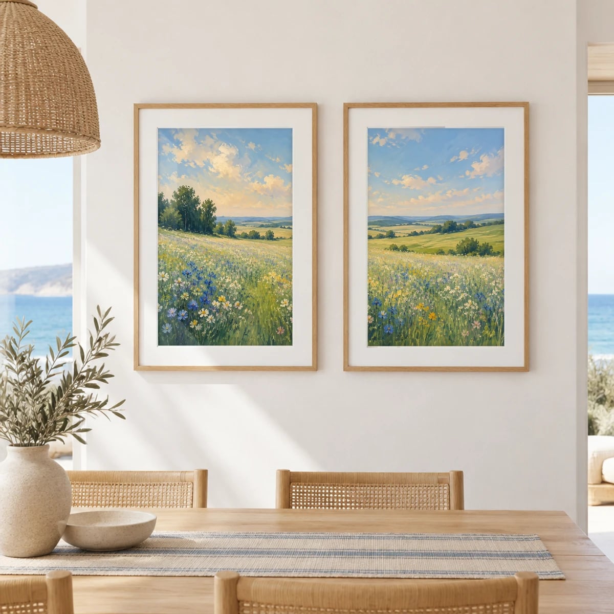 Quadro Campo Florido sob Céu Claro
